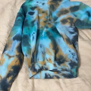 Tie-Dye Hoodie in Blue and Gold